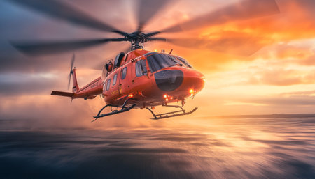 Rescue helicopter landing during emergency operations a captivating photography moment