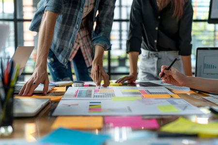 Creative agency brainstorming meeting for product launch strategy and business developmentのeditorial素材