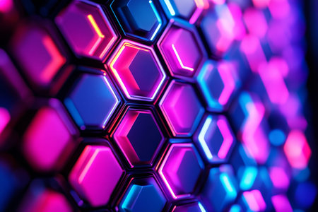 Vibrant neon hexagon background for stunning photography and visual art creations
