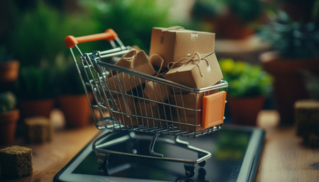 Capture of a mobile app marketplace online grocery shopping list with free shipping optionsの写真素材