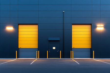 Contemporary warehouse office building featuring sleek architecture and modern exterior design