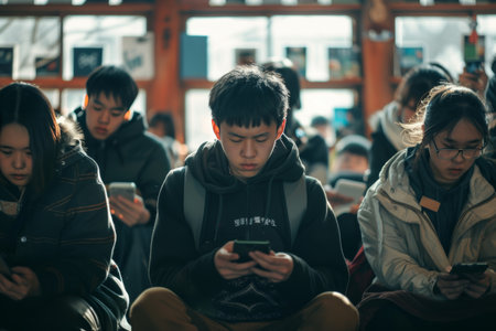Students engaged in high quality education, sitting cheerfully learningの写真素材