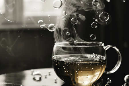 Colorful bubble tea with tapioca pearls - trendy and refreshing drink choice for summerの写真素材