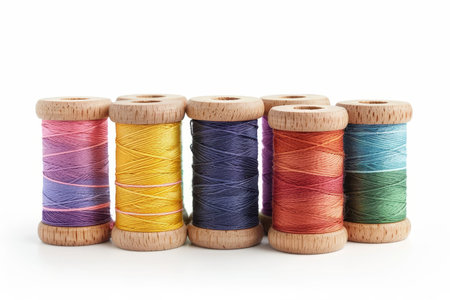 Vibrant cotton threads on spools for sewing, embroidery enthusiasts, and creative projects
