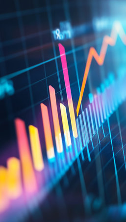 Vibrant financial graph illustrating upward trends and market growth opportunitiesの写真素材