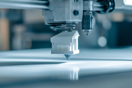 Close up of a 3d printer in action rapid prototyping of an architectural scale model