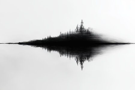 Abstract black and white artwork depicting a unique photographic compositionの写真素材