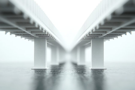 Architectural photography of a 3d model bridge project showing innovative design and structure