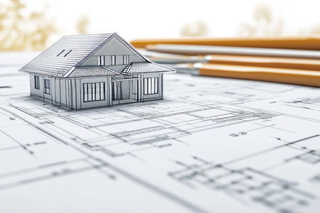 Blueprint of a construction project featuring a 3d digital architectural design style