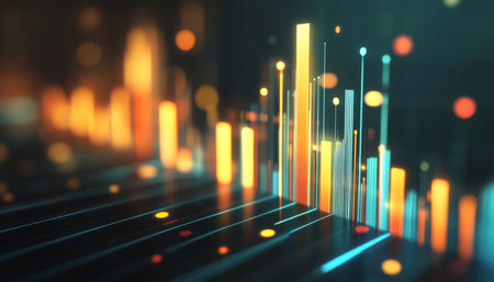3d icon illustrating financial success with ascending abstract lines for market growth conceptの写真素材