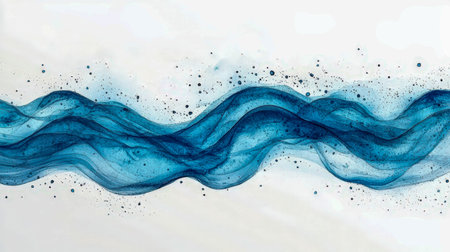 Dynamic flowing shades of blue with splatter accents create an energetic and artistic backdrop for...