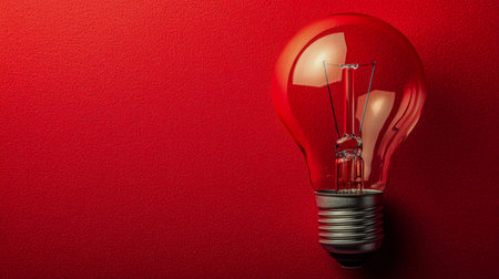 A vivid red glowing filament within a vintage-style incandescent bulb illuminates a matching crimson...