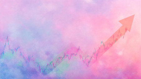 Soft pastel hues form a dynamic, fluid line graph illustrating steady financial growth, perfect for...