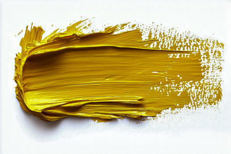 A dynamic, sweeping gold brushstroke against a crisp white canvas, evoking luxury and elegance with a modern, artistic flair.の写真素材