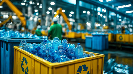 Automated machinery processes colorful plastic bottles on a conveyor, highlighting eco-friendly...