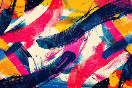 Vibrant cluttercore abstract with rich colors and bold strokes for eye catching banner