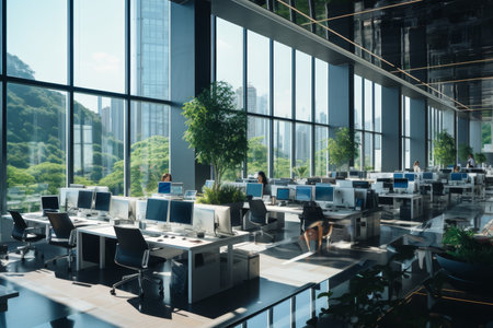Modern office building interior design - commercial workspace with stylish furnishings and decorの写真素材