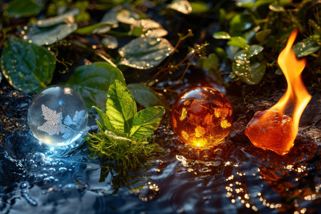 Nature s elemental force air, water, fire, earth, and space in high quality imageの写真素材