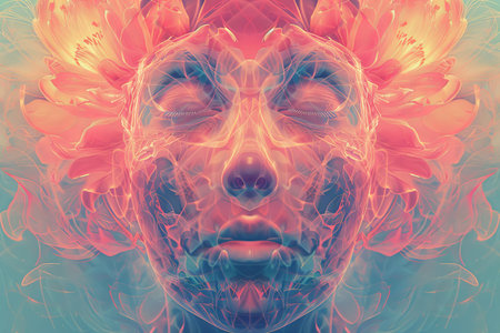 Human mind bloom intricate design symbolizing creativity, imagination, and scienceの写真素材