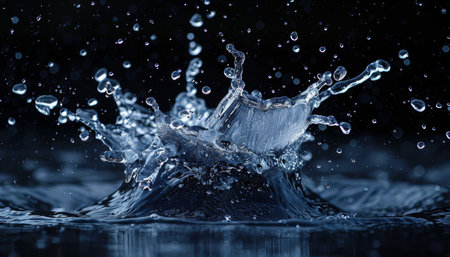 Dynamic blue water splash captures the invigorating essence and refreshing power beautifullyの写真素材