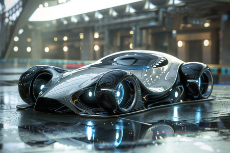 High quality image showcasing modern futuristic car design and development processの写真素材