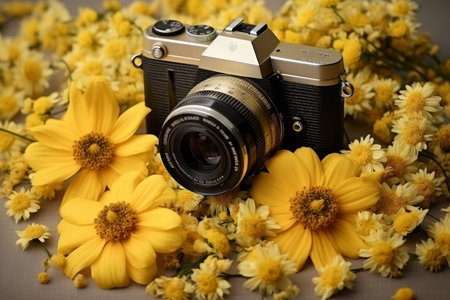 Professional camera for photographers, capturing stunning images with lens at photo shoot sessionsの写真素材