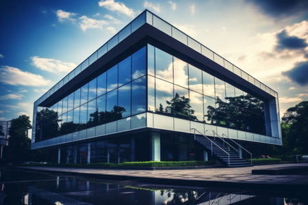 Stunning 21st century office tower with contemporary architecture and sleek designの写真素材