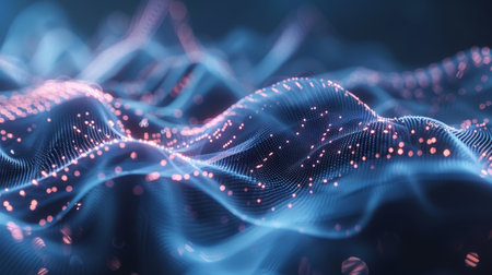 Advanced technology network enhances wave particle connection in information technologyの写真素材