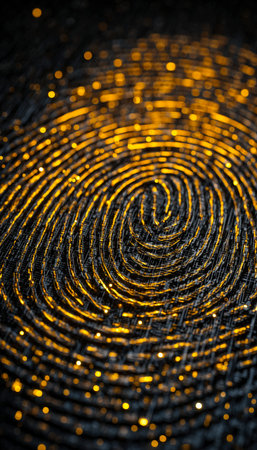 A moody, detailed surface illuminated by shimmering golden gleams forming an elegant spiral design,...