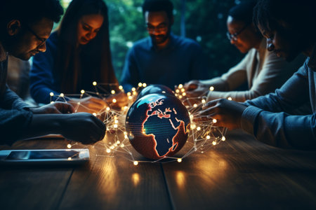 Global business structure of networking. Analysis and data exchange customer connection, HR recruitment and global outsourcing, Customer service, Teamwork, Strategyの写真素材