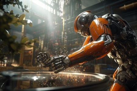 Xai mechanized industrial robot and robotic arms for factory assembly, ai automation