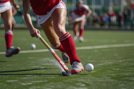Summer olympics masterful field hockey dribbling technique outmaneuvers defenders with stick skill