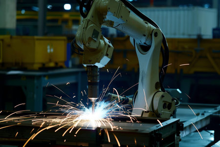 Internet controlled robotic welding arm in smart digital factory with monitoring system