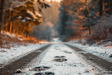 Follow the trail of boot prints disappearing into the distance along a mysterious road