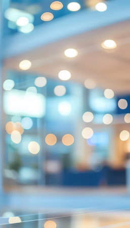 A blurred modern interior featuring rounded ceiling fixtures and sleek decor, creating a sophisticated ambiance ideal for stylish design concepts.の写真素材