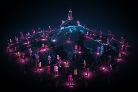 Global business structure of networking. Analysis and data exchange customer connection, HR...