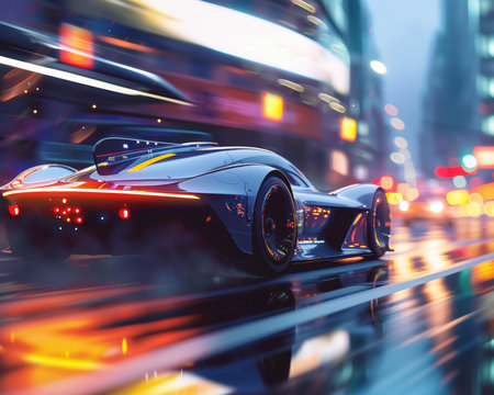 Futuristic car concepts striking blurred bokeh effect
