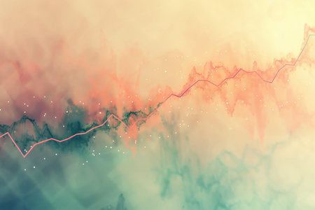 Analyzing financial stock market uptrend on soft background graph for evaluationの写真素材