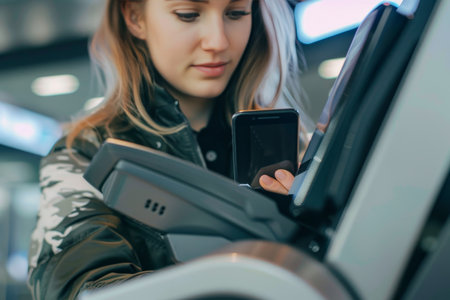 Close-up shot of persons hand using smartphone for quick and secure contactless payment transactionのeditorial素材