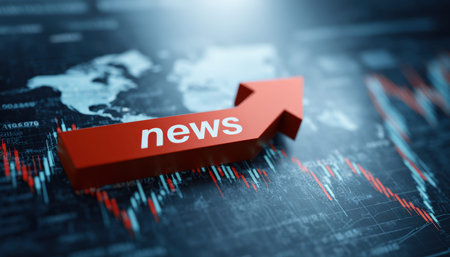 A dynamic financial graph with an ascending arrow overlayed on a global map, symbolizing economic...
