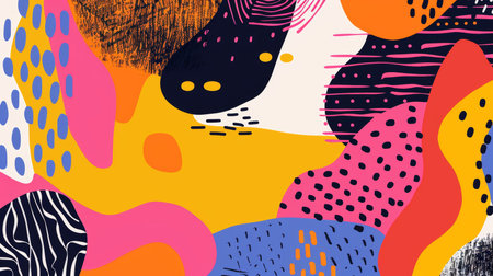 Vibrant maximalist cluttercore illustration with rich colors and bold design for bright banner