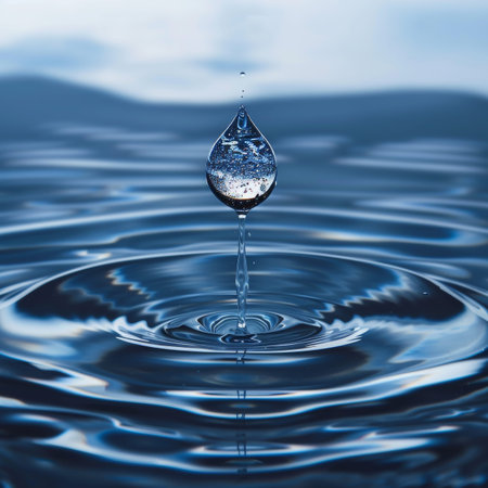 Water drop earth conservation concept with ample text space for impactful water care campaigns