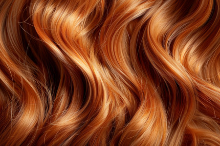 Caramel honey hair background, healthy smooth shiny texture, haircare concept for saleの写真素材