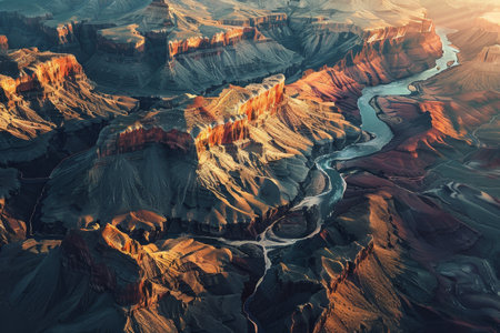 Stunning aerial view capturing the majestic beauty, scale, and light play of the grand canyonの写真素材