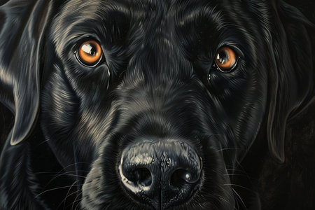 Elegant canvas print of expressive black labrador capturing its distinct personalityの写真素材