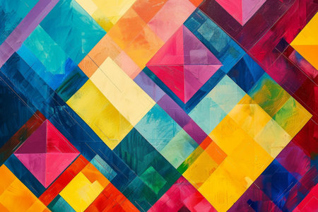 Vibrant geometric background with colorful square shapes and bright, eye-catching colorsの写真素材