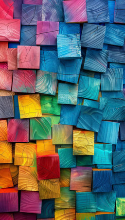Vibrant geometric background with colorful square shapes for creative design projectsの写真素材