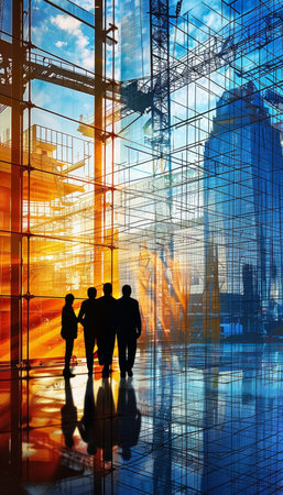Illustrating the dynamic collaboration between architect and engineer in the construction industryの写真素材