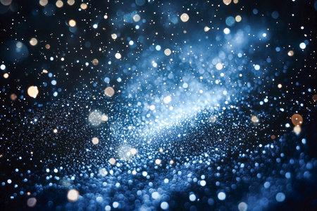 A mesmerizing swirl of luminous blue orbs and shimmering dots evoke a celestial dreamscape, perfect for mystical, sci-fi, or imaginative themes.の写真素材