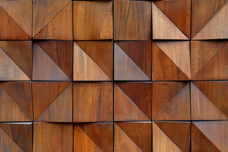 Brown wooden acoustic panels wall texture on wood background for interior design and soundproofing